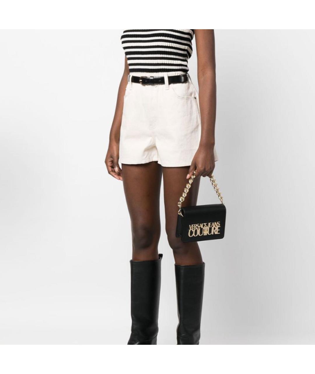 VERSACE JEANS COUTURE Черная кожаная сумка с короткими ручками, фото 4