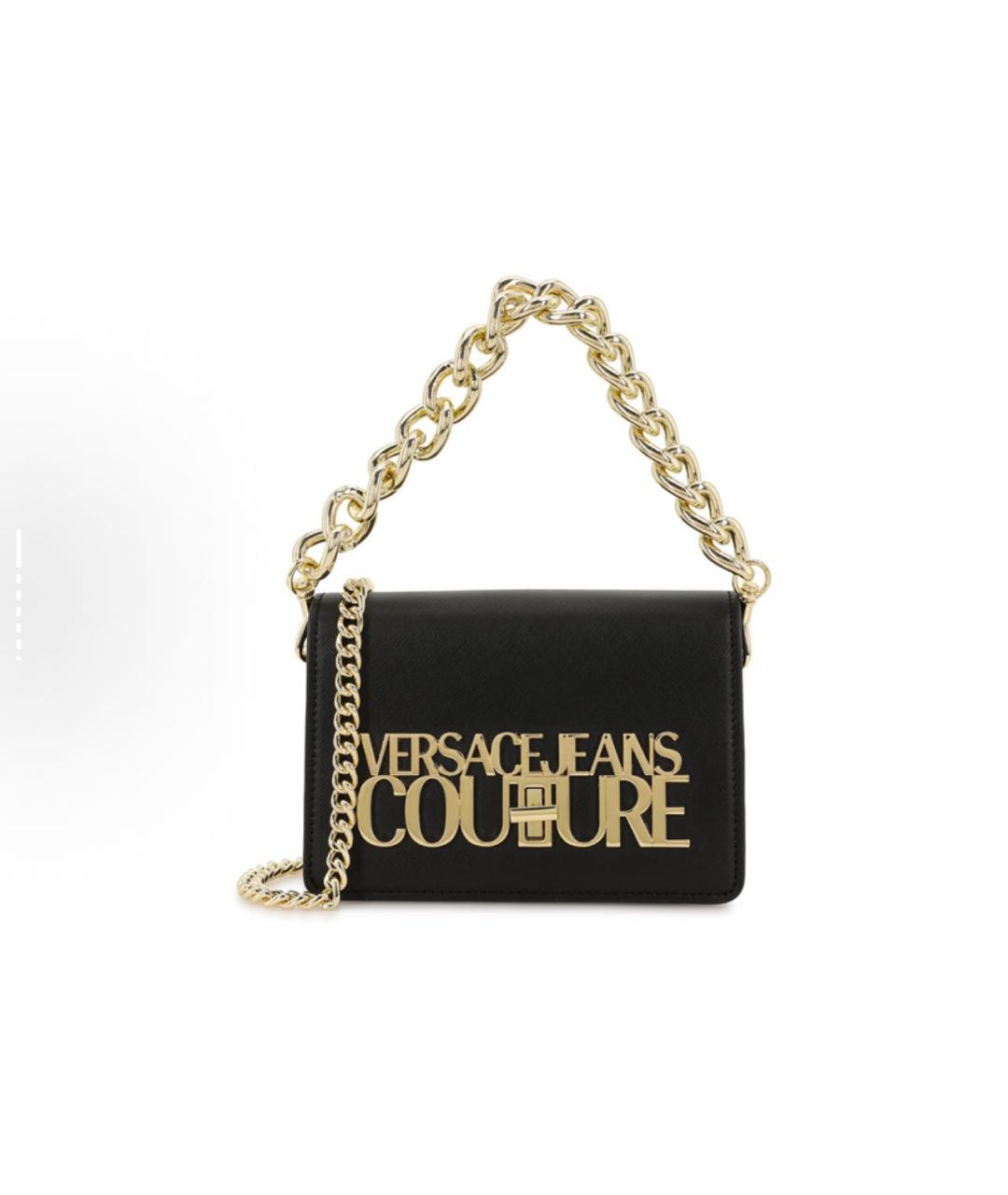 VERSACE JEANS COUTURE Черная кожаная сумка с короткими ручками, фото 2