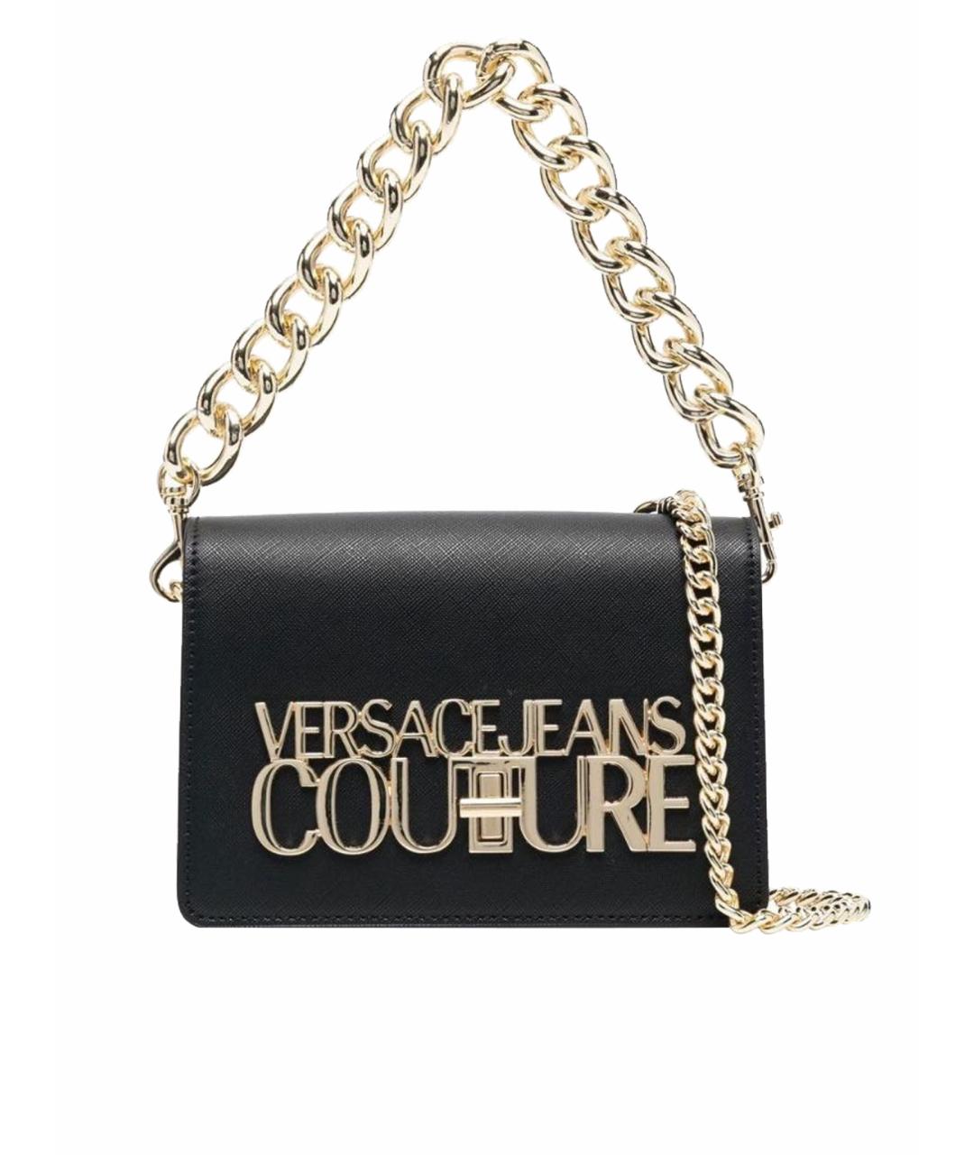 VERSACE JEANS COUTURE Черная кожаная сумка с короткими ручками, фото 1