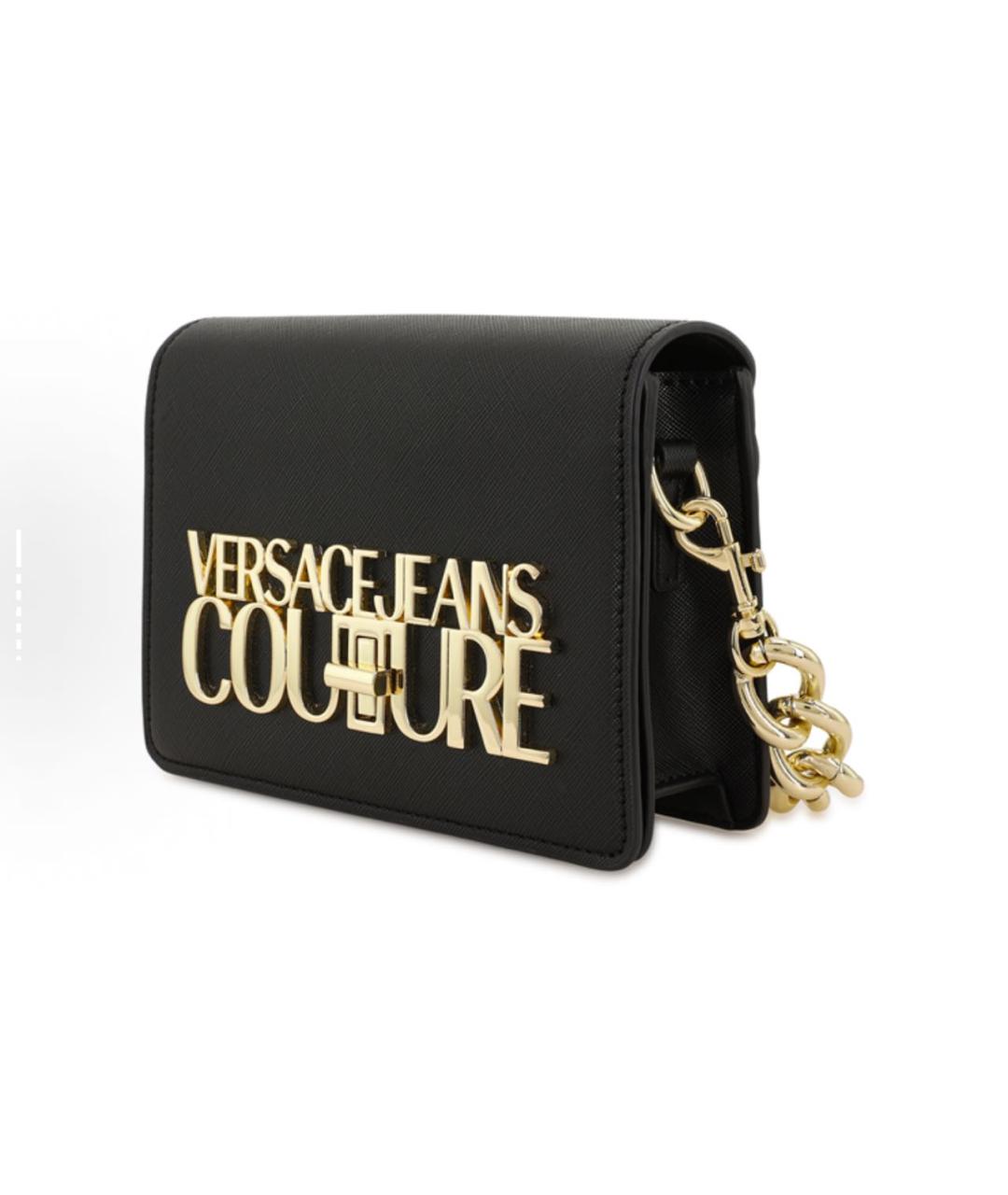 VERSACE JEANS COUTURE Черная кожаная сумка с короткими ручками, фото 3