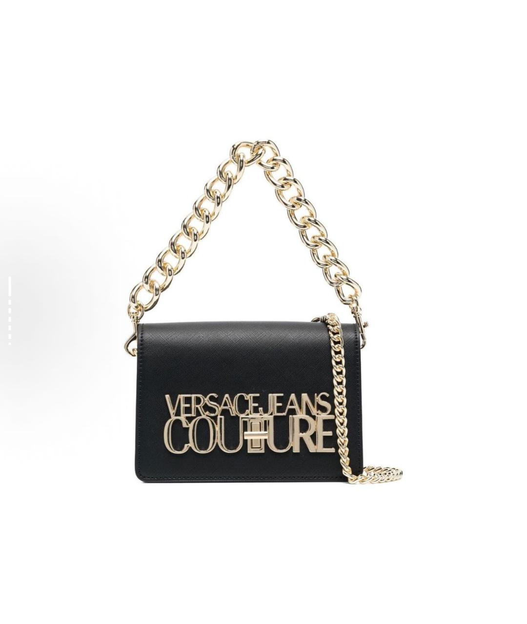 VERSACE JEANS COUTURE Черная кожаная сумка с короткими ручками, фото 8