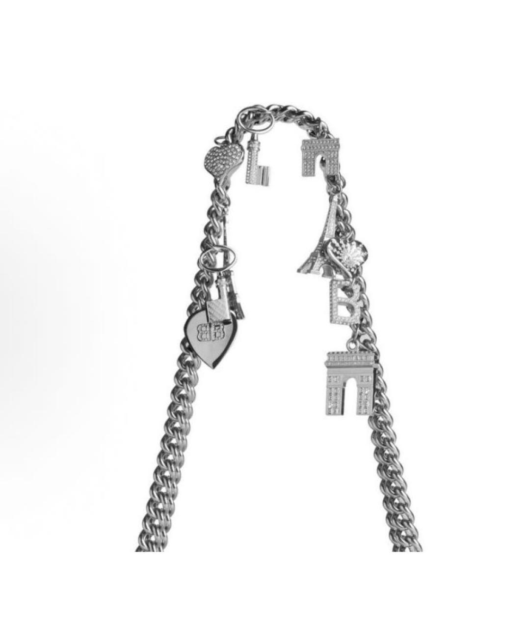 BALENCIAGA Серебряная кожаная сумка с короткими ручками, фото 4