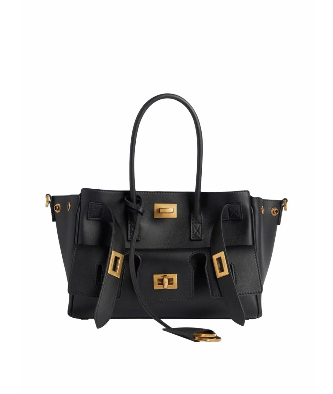 BALENCIAGA Черная кожаная сумка с короткими ручками, фото 1