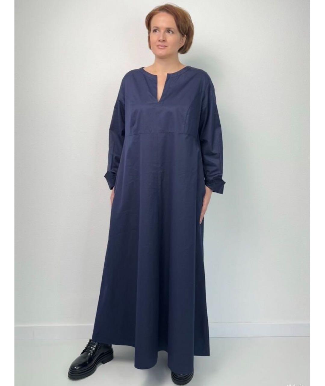 MAX MARA Синее хлопковое повседневное платье, фото 7