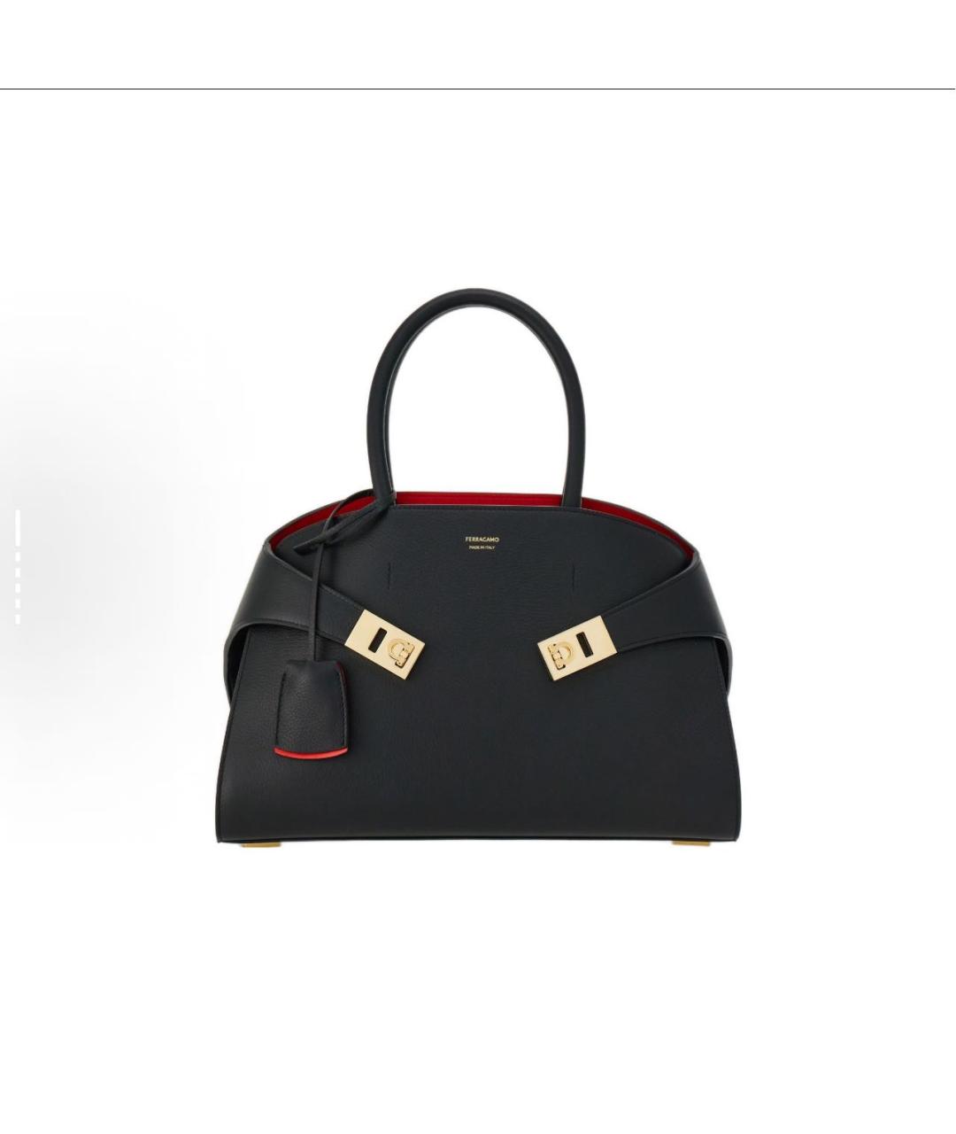 FERRAGAMO Черная кожаная сумка тоут, фото 5