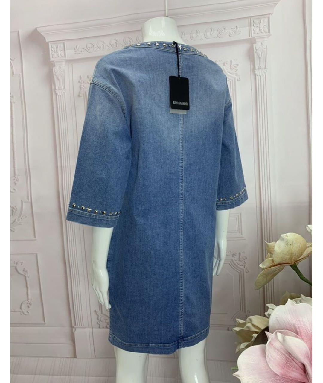 ERMANNO SCERVINO Голубое хлопковое повседневное платье, фото 2