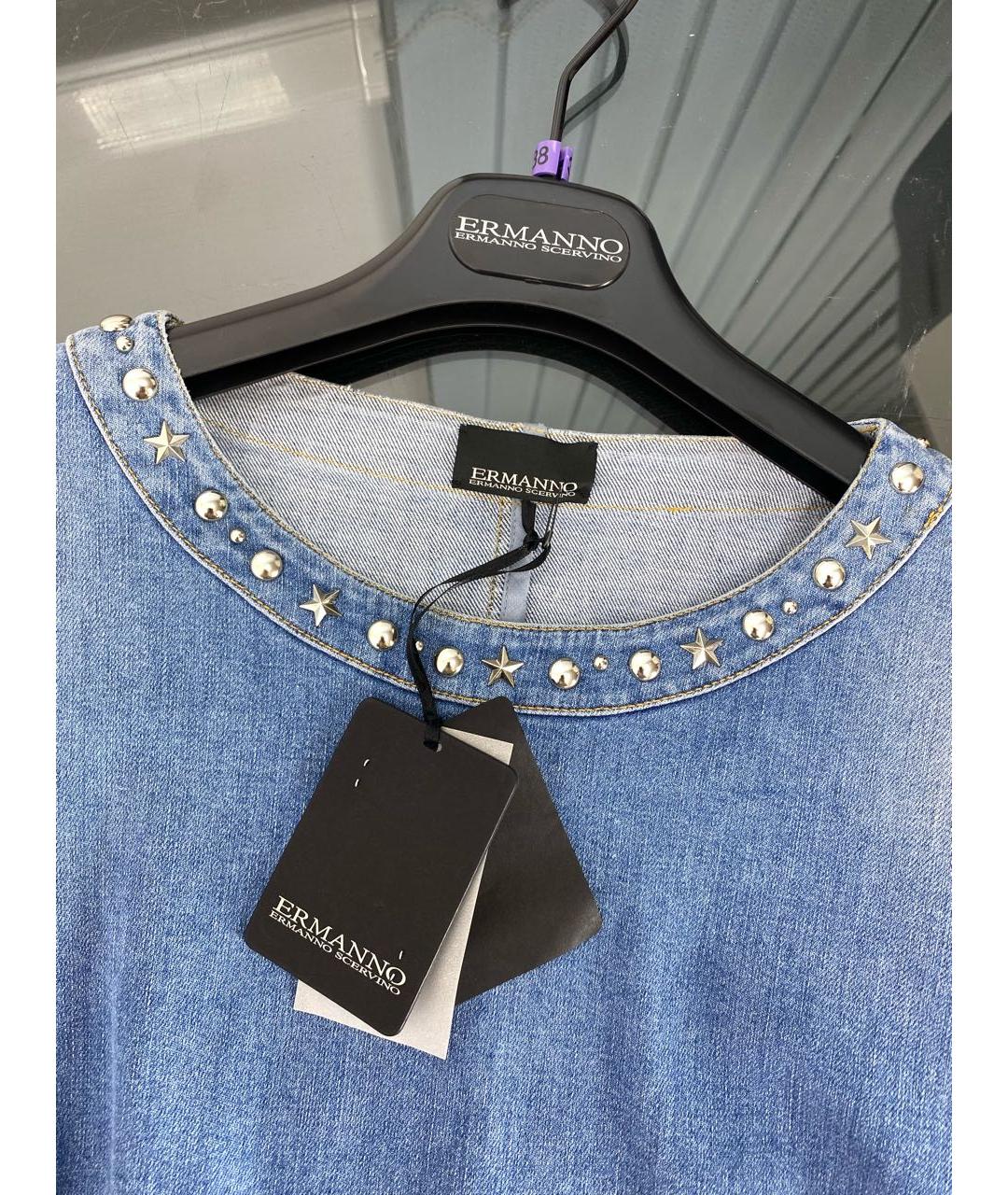 ERMANNO SCERVINO Голубое хлопковое повседневное платье, фото 3