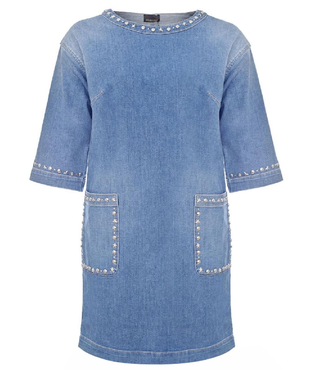 ERMANNO SCERVINO Голубое хлопковое повседневное платье, фото 1