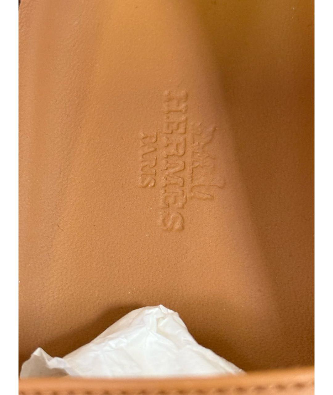 HERMES Коричневые кожаные лоферы, фото 5