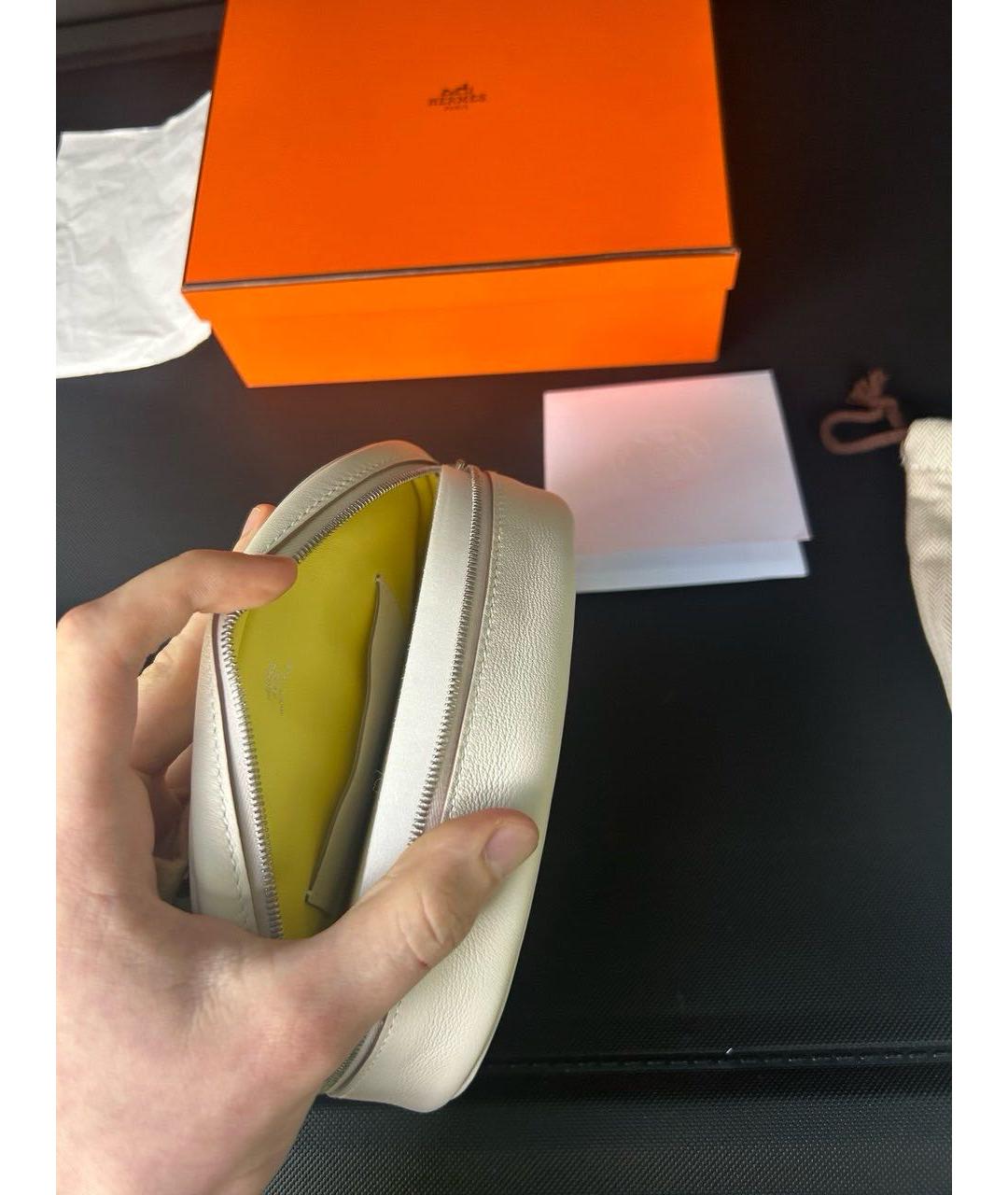 HERMES Бежевая кожаная поясная сумка, фото 2
