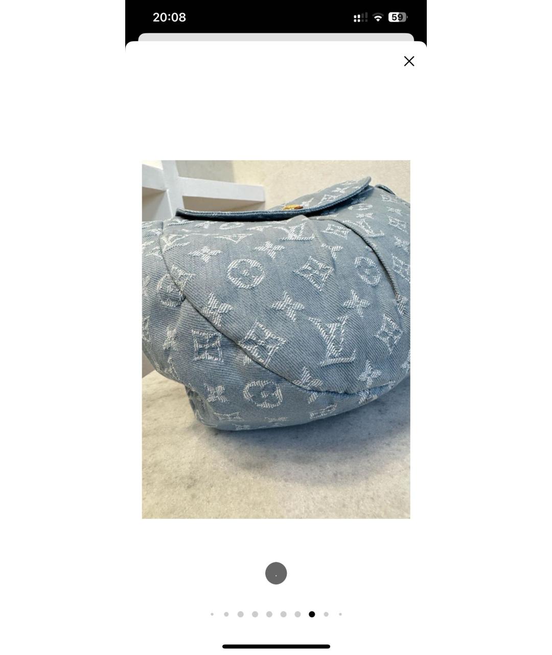 LOUIS VUITTON Голубая деним сумка через плечо, фото 6