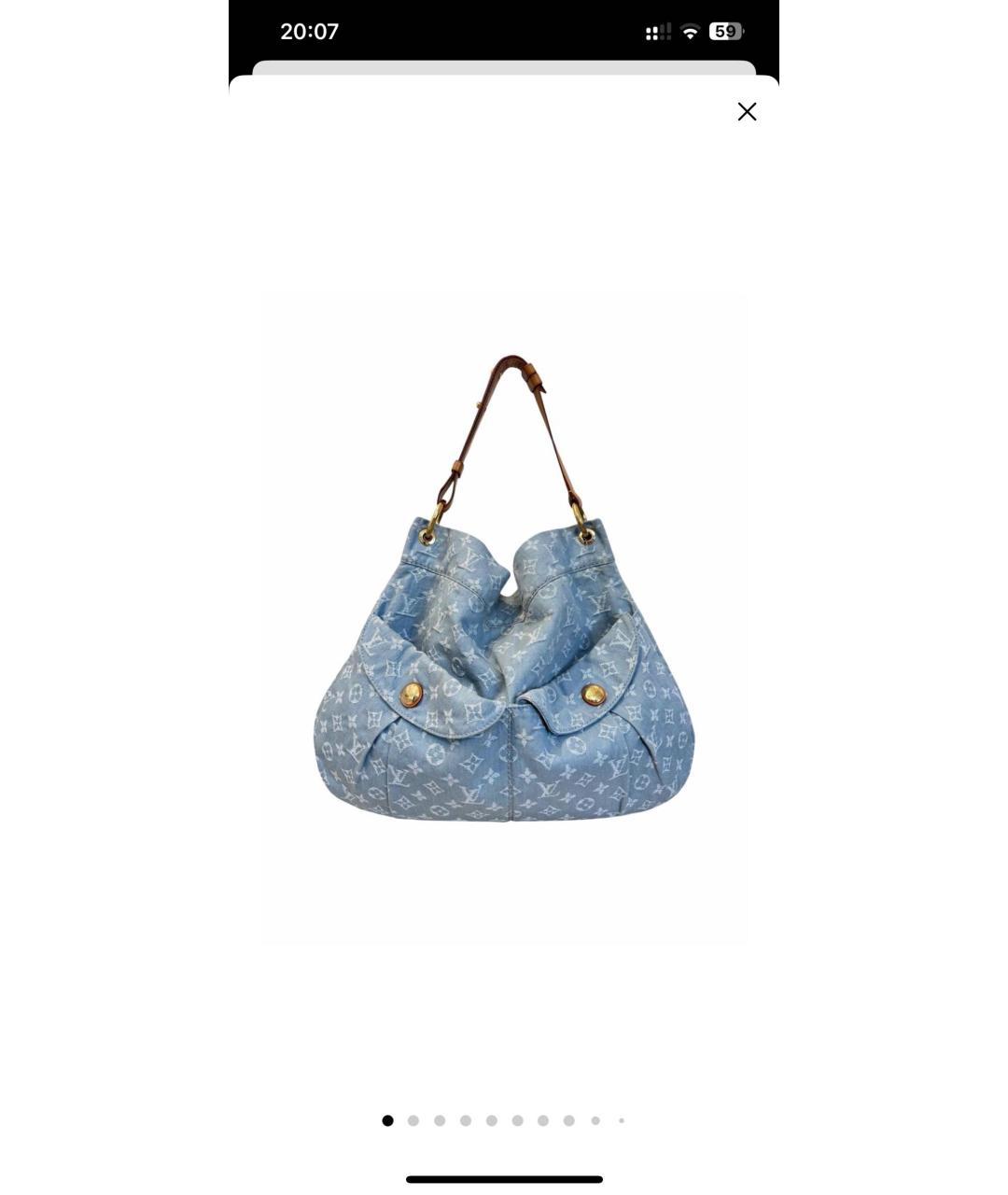 LOUIS VUITTON Голубая деним сумка через плечо, фото 9