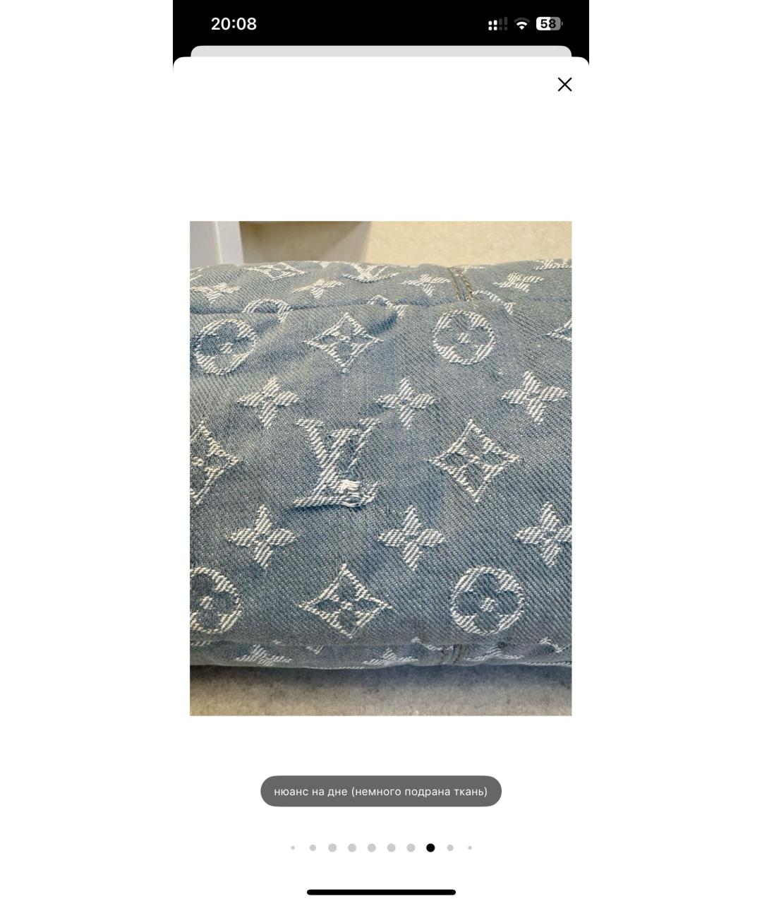 LOUIS VUITTON Голубая деним сумка через плечо, фото 7