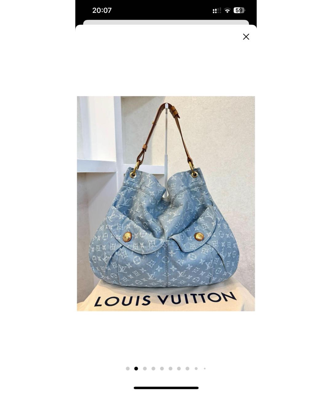 LOUIS VUITTON Голубая деним сумка через плечо, фото 3