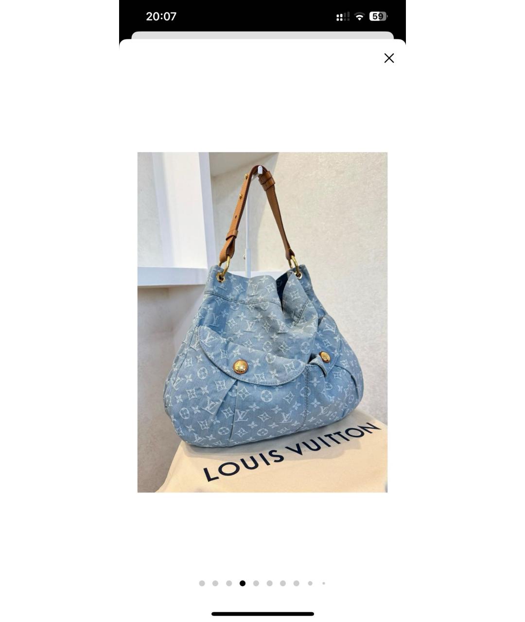 LOUIS VUITTON Голубая деним сумка через плечо, фото 2