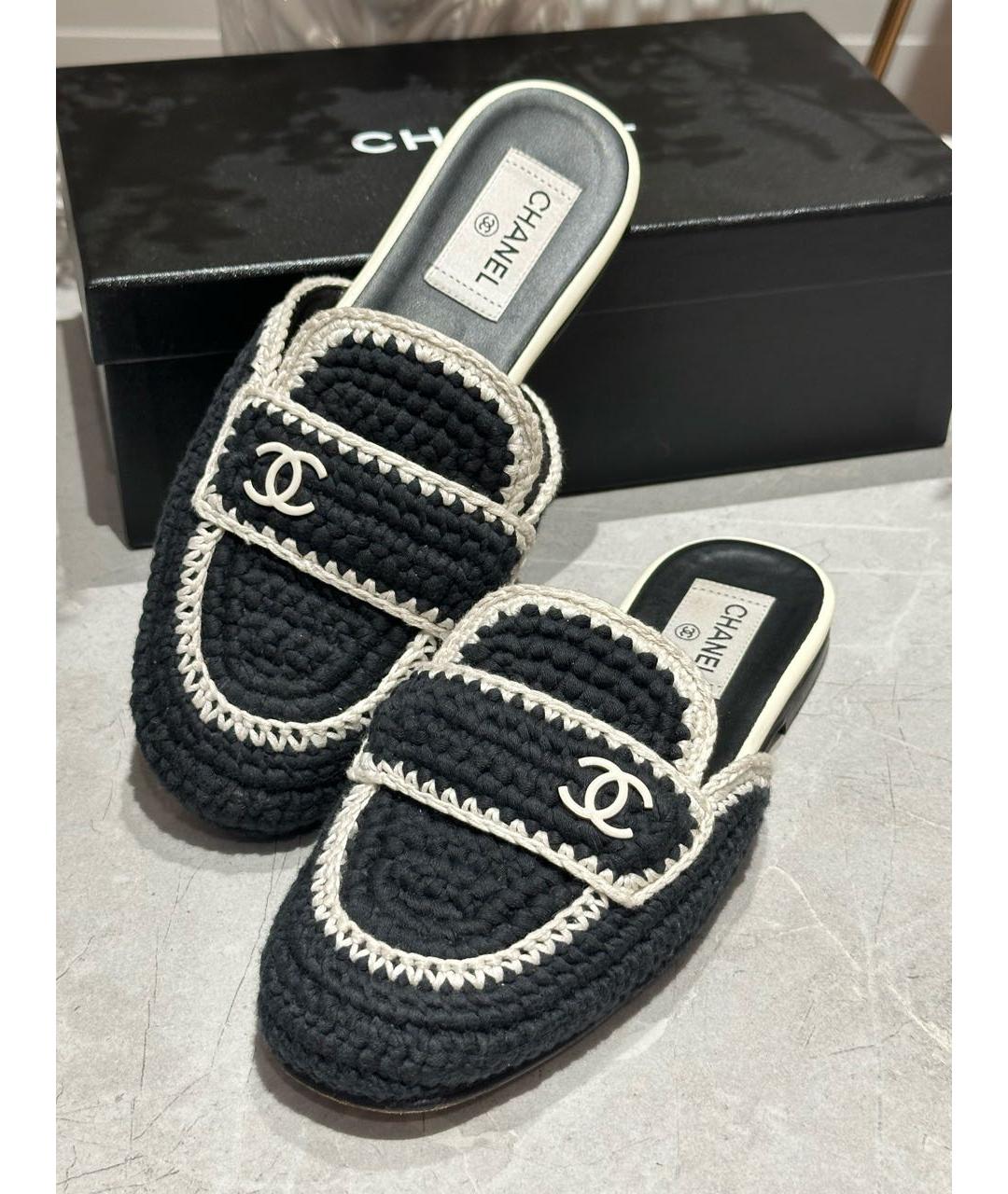 CHANEL Черные текстильные мюли, фото 4
