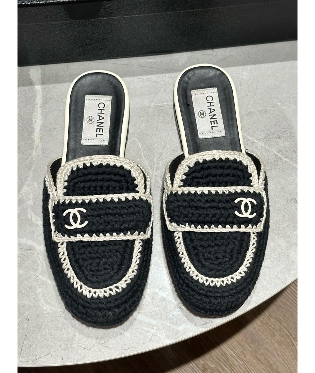 CHANEL Черные текстильные мюли, фото 6