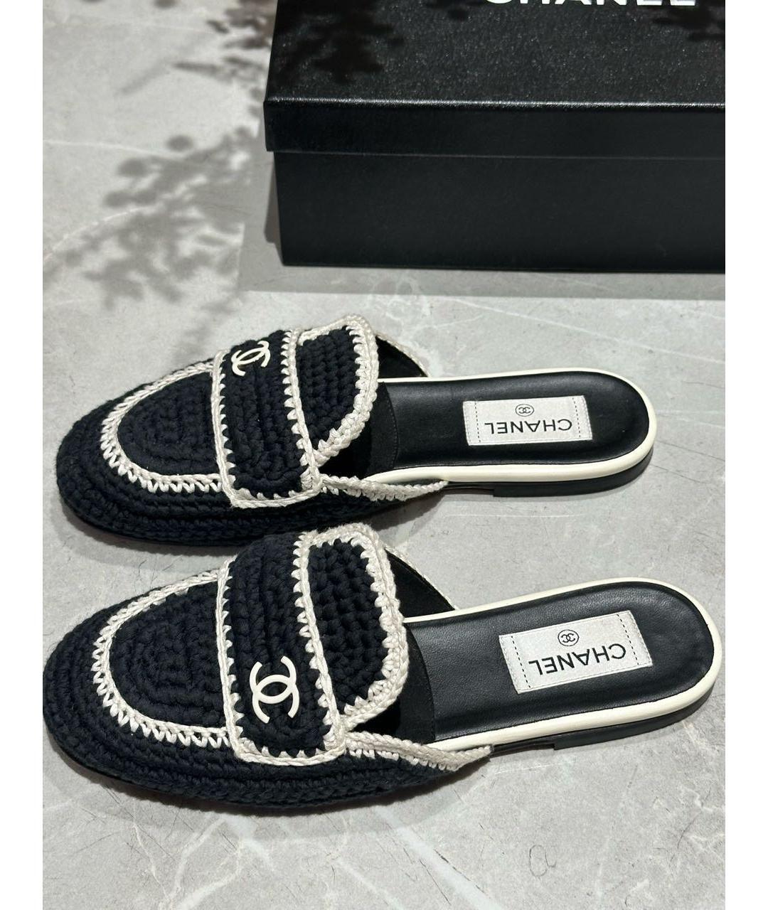 CHANEL Черные текстильные мюли, фото 3