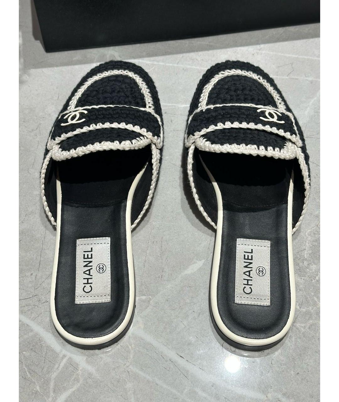 CHANEL Черные текстильные мюли, фото 2