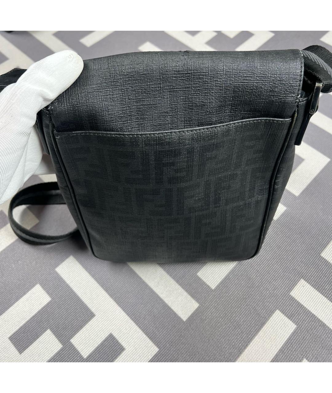 FENDI Антрацитовая кожаная сумка на плечо, фото 2