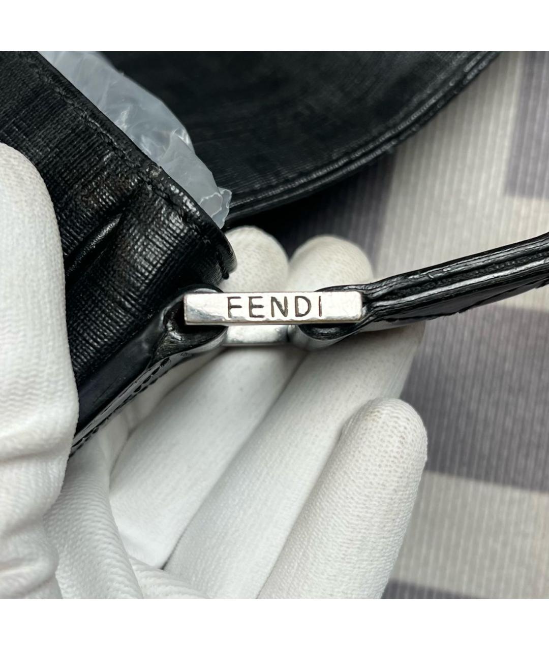 FENDI Антрацитовая кожаная сумка на плечо, фото 4