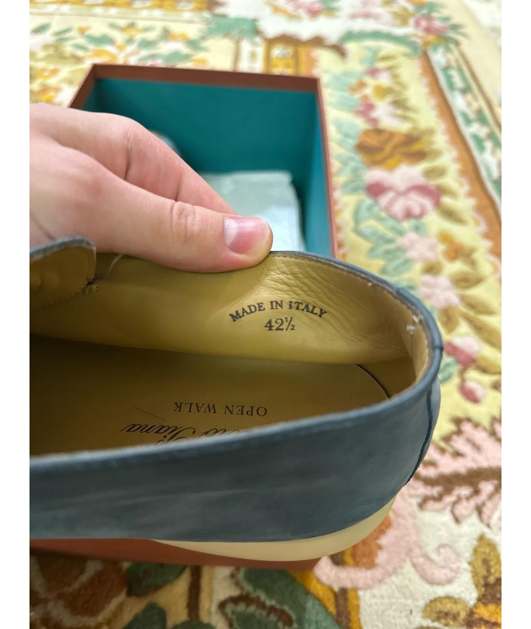 LORO PIANA Голубые нубуковые лоферы, фото 6
