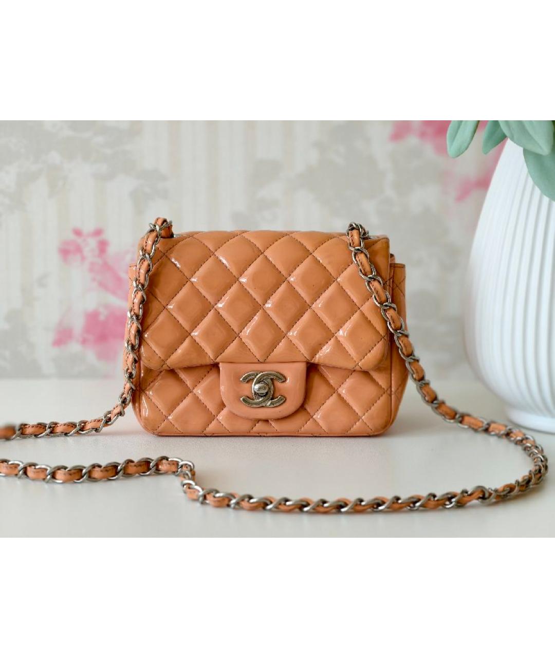 CHANEL Оранжевая сумка с короткими ручками, фото 7
