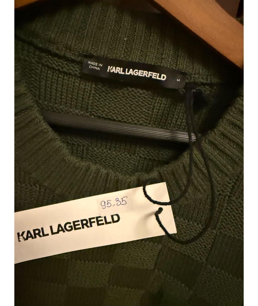 KARL LAGERFELD Зеленый хлопко-эластановый джемпер / свитер, фото 3