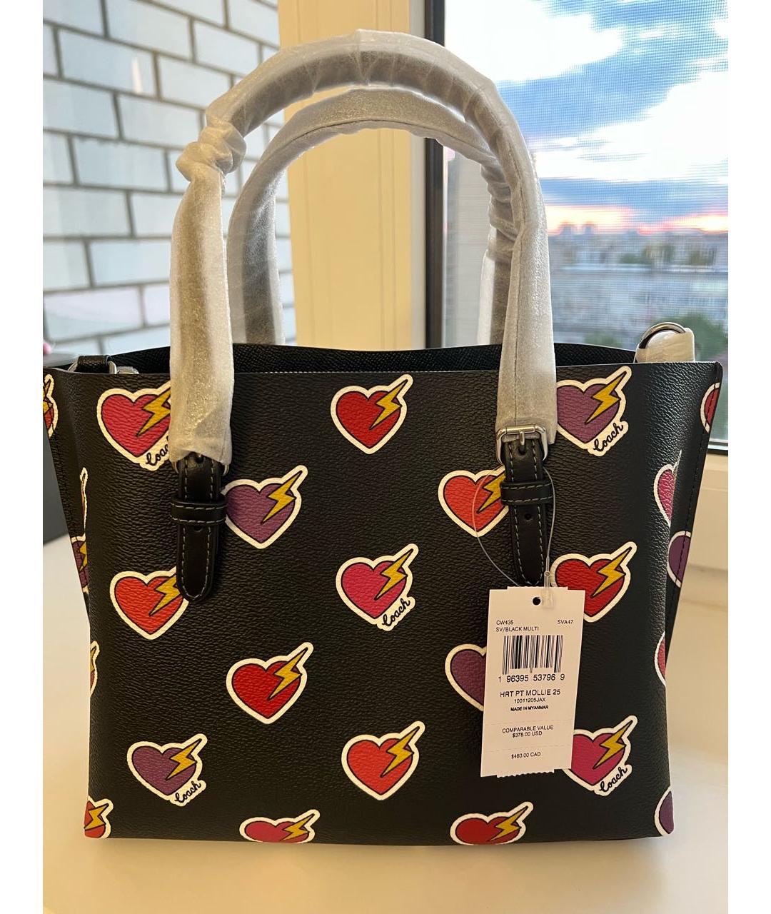 COACH Черная кожаная сумка через плечо, фото 3