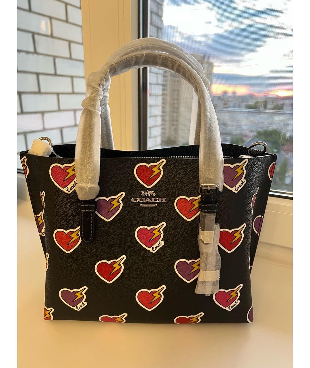 COACH Черная кожаная сумка через плечо, фото 6