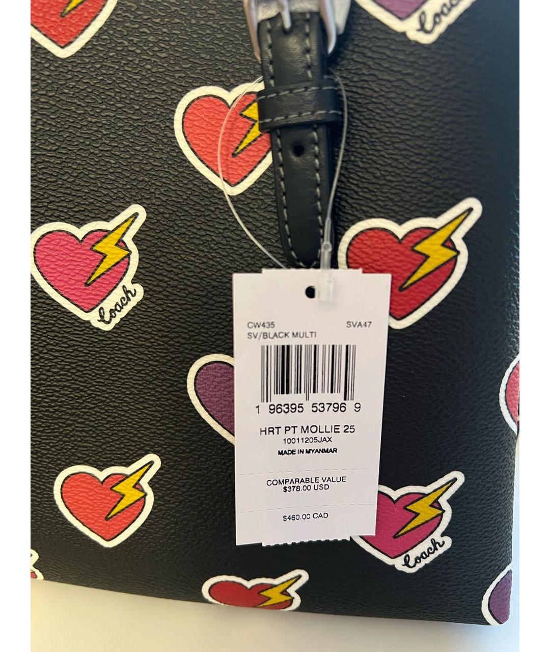 COACH Черная кожаная сумка через плечо, фото 5