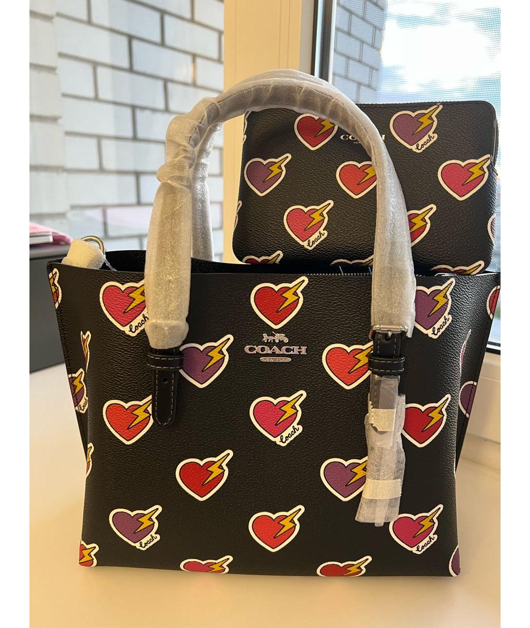 COACH Черная кожаная сумка через плечо, фото 2