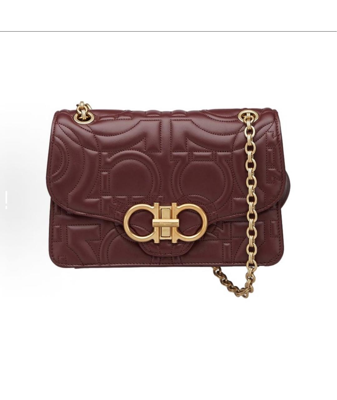 FERRAGAMO Бордовая кожаная сумка через плечо, фото 5