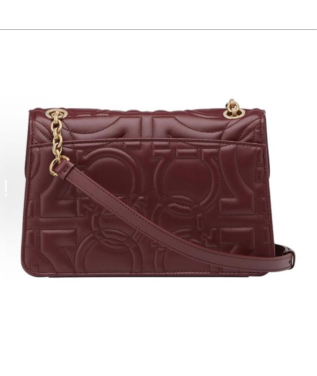 FERRAGAMO Бордовая кожаная сумка через плечо, фото 3