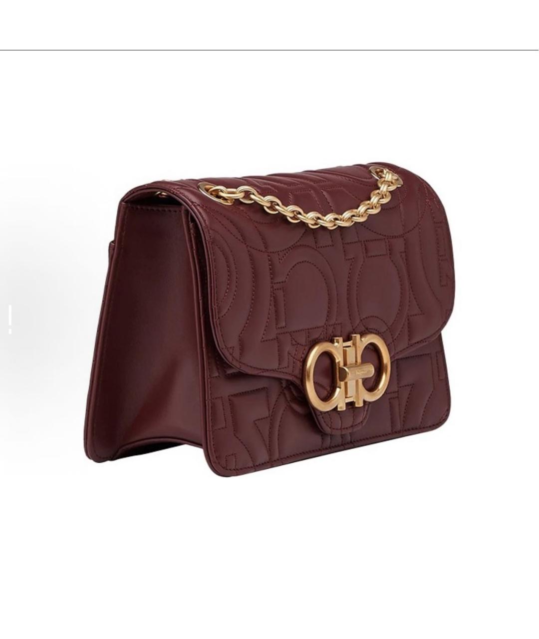 FERRAGAMO Бордовая кожаная сумка через плечо, фото 2