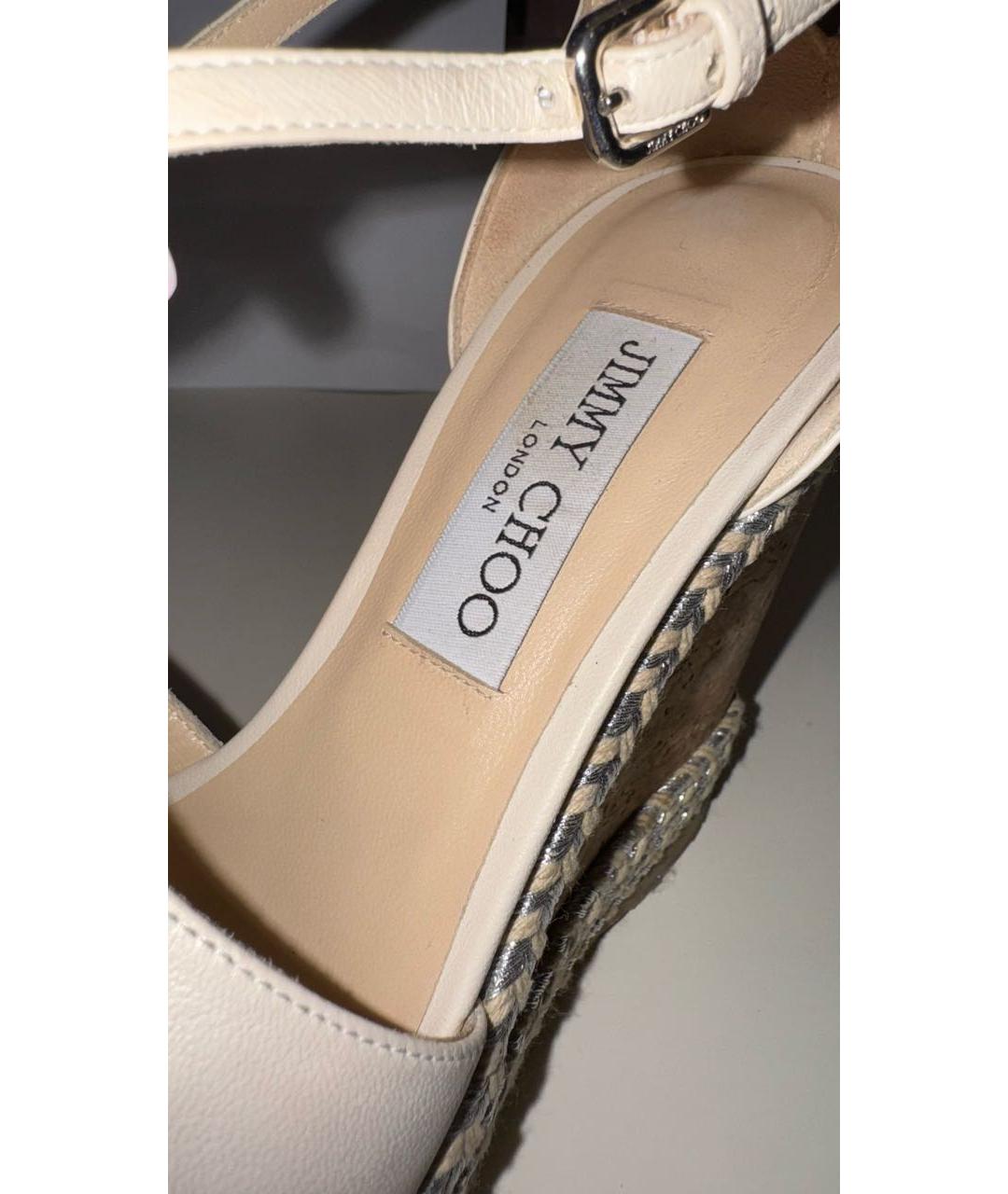 JIMMY CHOO Бежевые кожаные босоножки, фото 7
