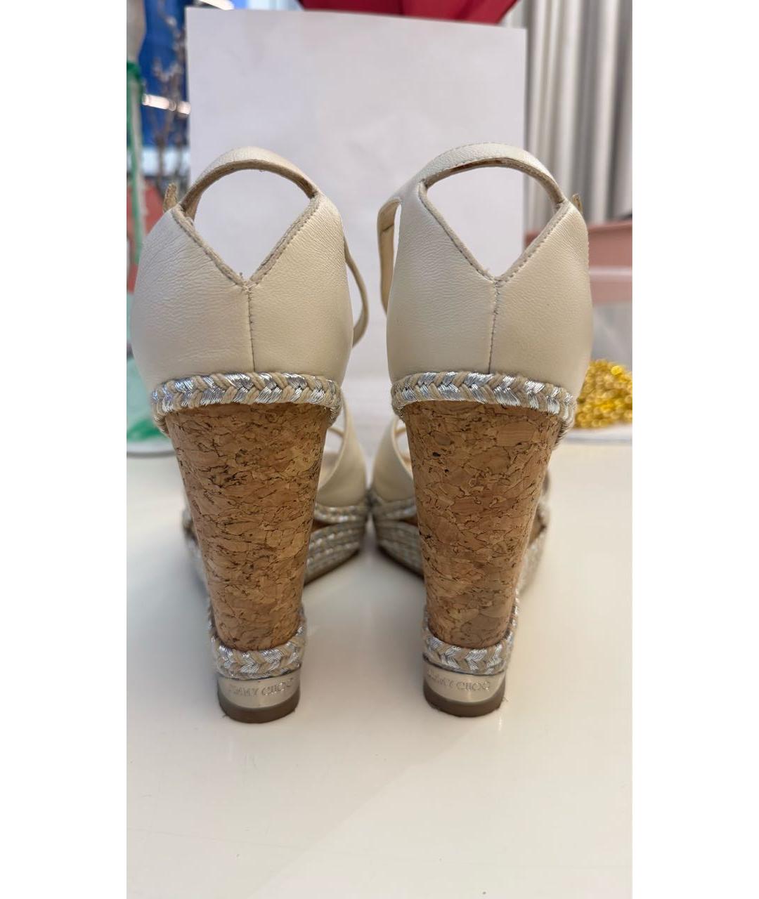 JIMMY CHOO Бежевые кожаные босоножки, фото 4