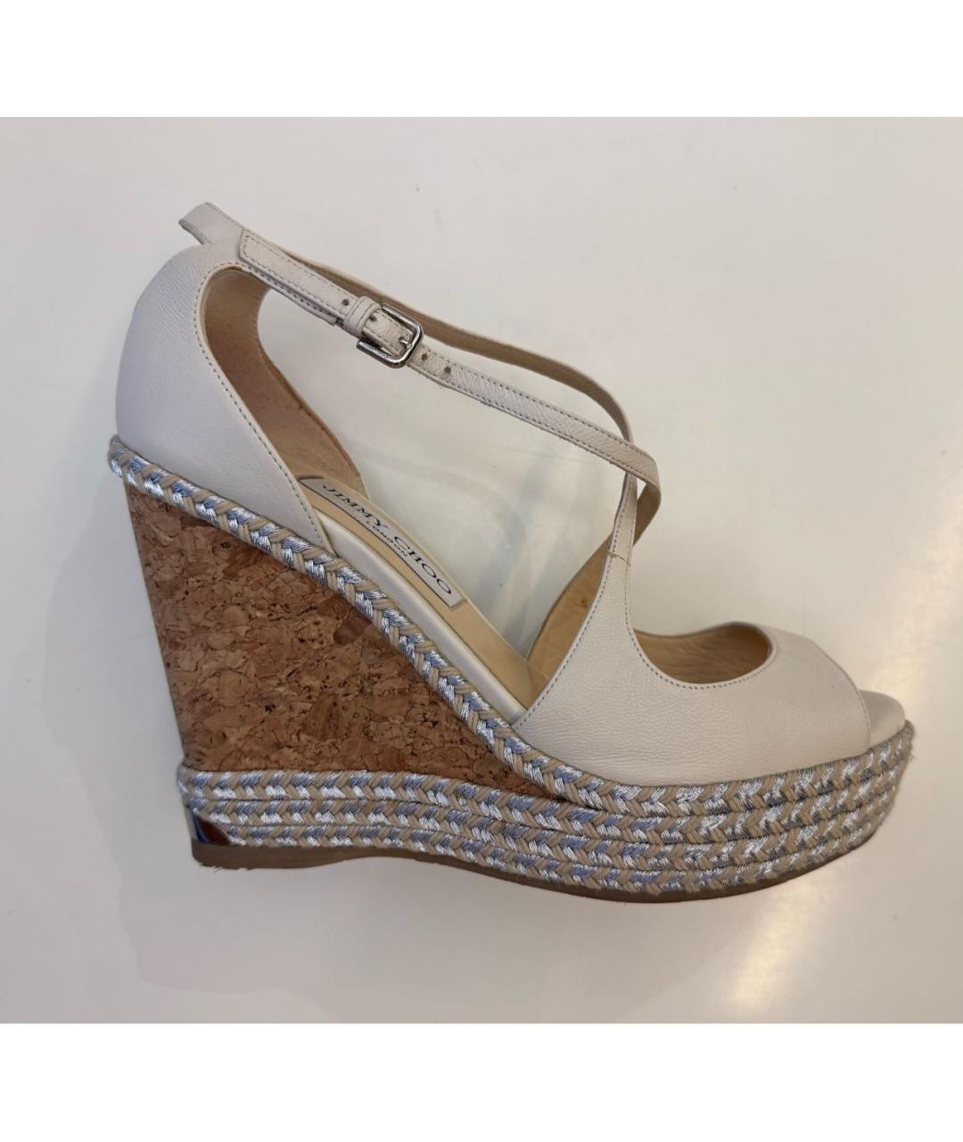 JIMMY CHOO Бежевые кожаные босоножки, фото 9