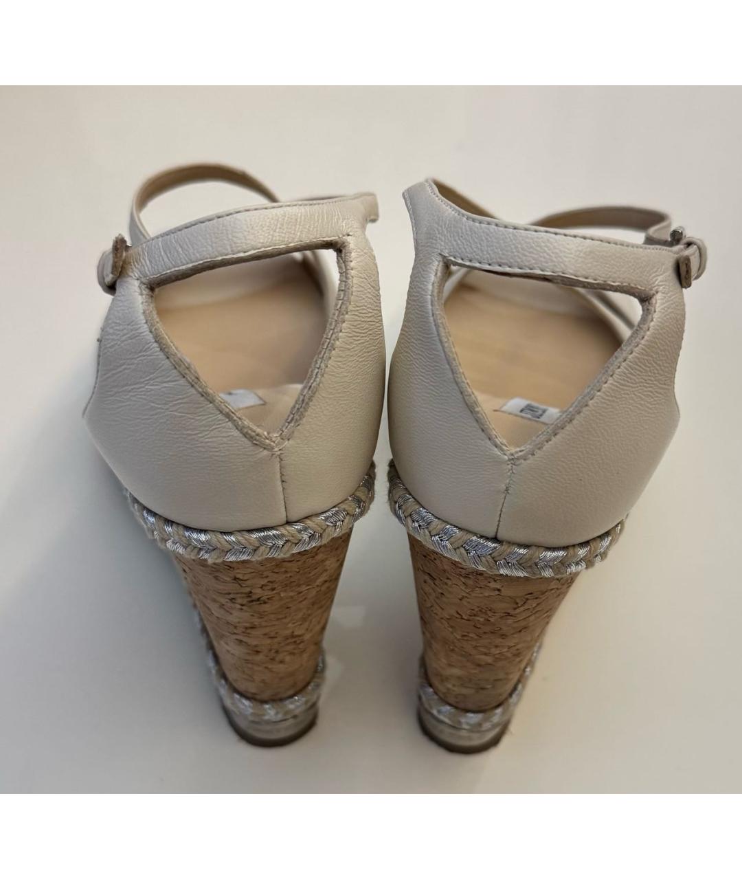 JIMMY CHOO Бежевые кожаные босоножки, фото 3