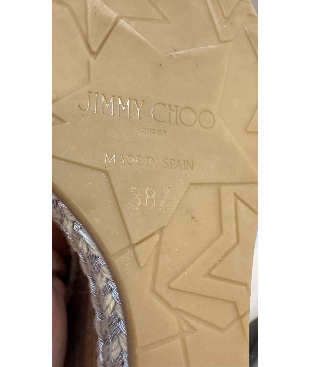 JIMMY CHOO Бежевые кожаные босоножки, фото 5