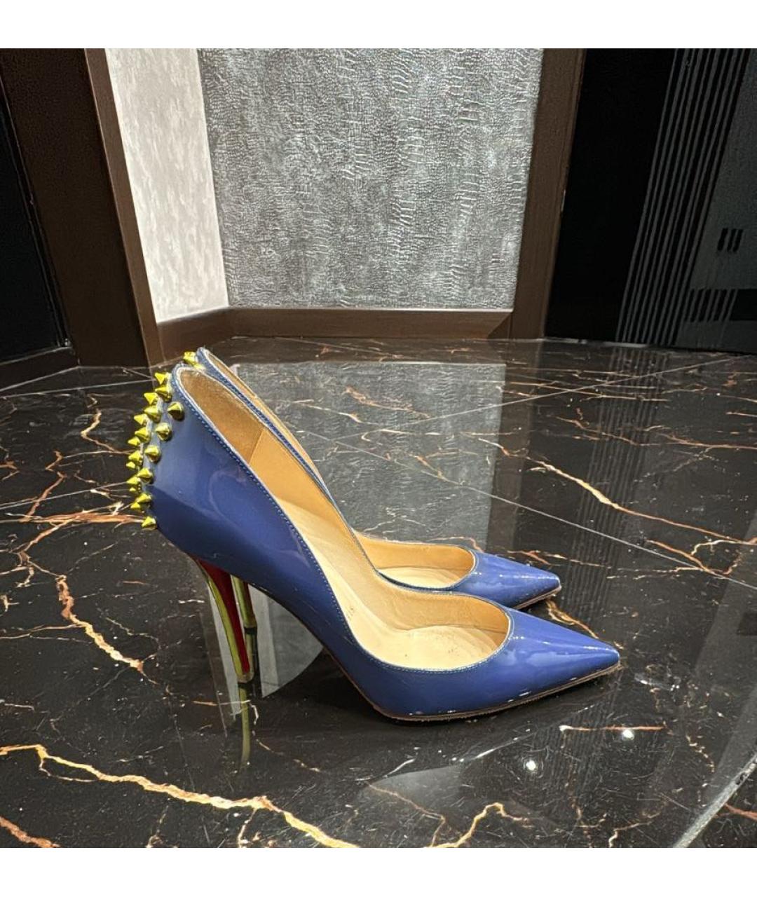 CHRISTIAN LOUBOUTIN Синие туфли из лакированной кожи, фото 6