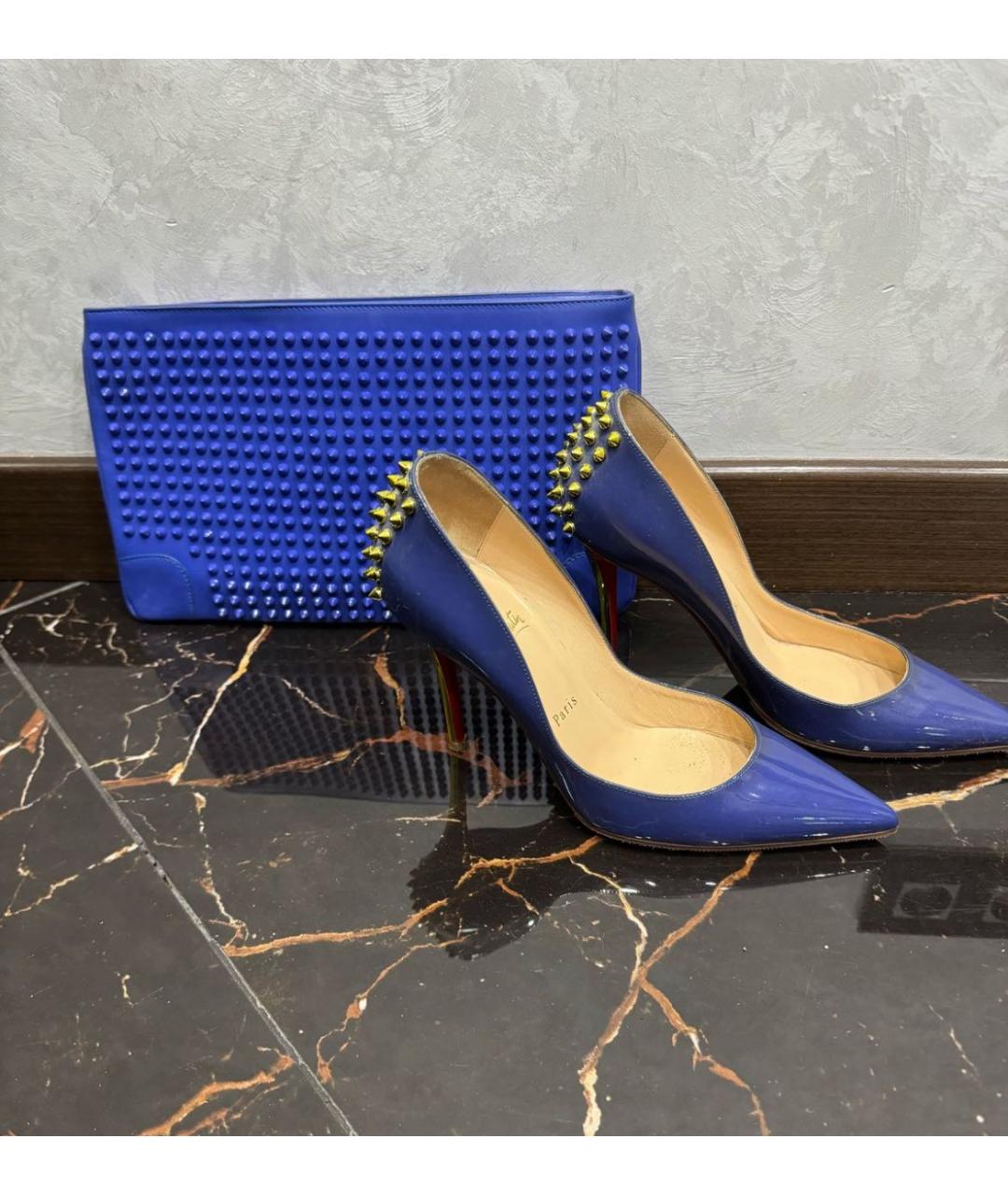 CHRISTIAN LOUBOUTIN Синие туфли из лакированной кожи, фото 5