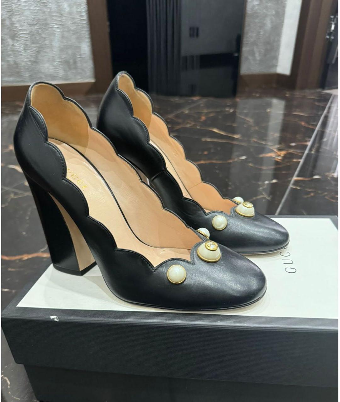 GUCCI Черные кожаные туфли, фото 2