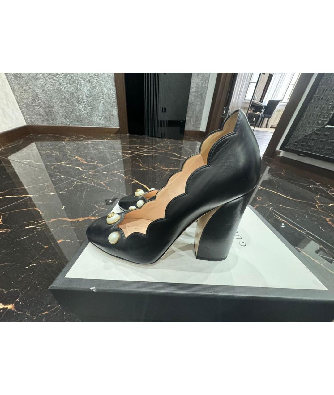 GUCCI Черные кожаные туфли, фото 3