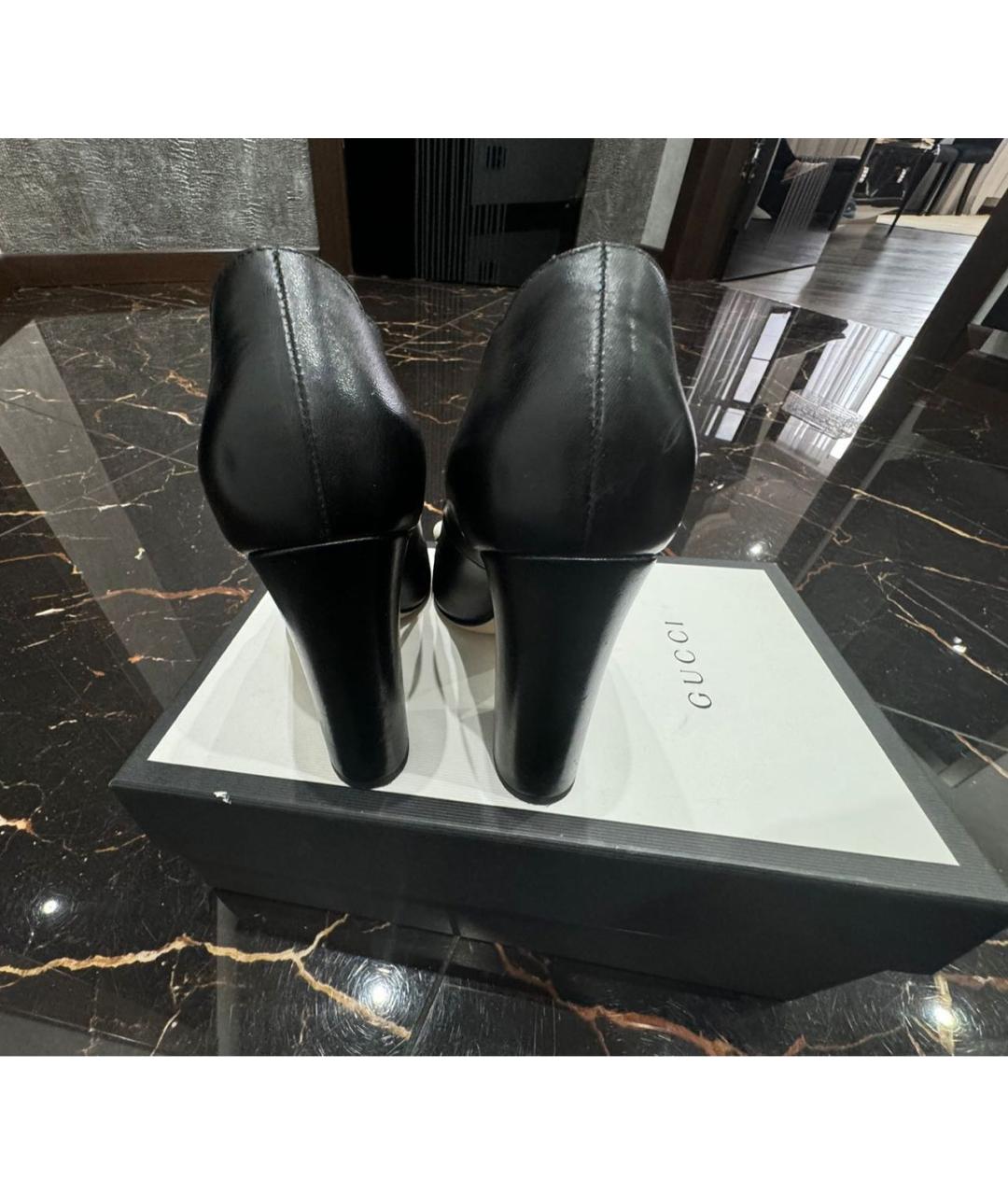 GUCCI Черные кожаные туфли, фото 4