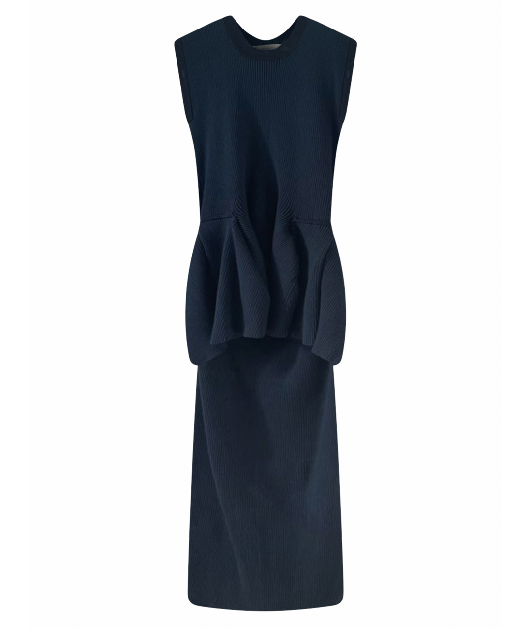 SPORTMAX Темно-синее хлопко-эластановое платье, фото 1