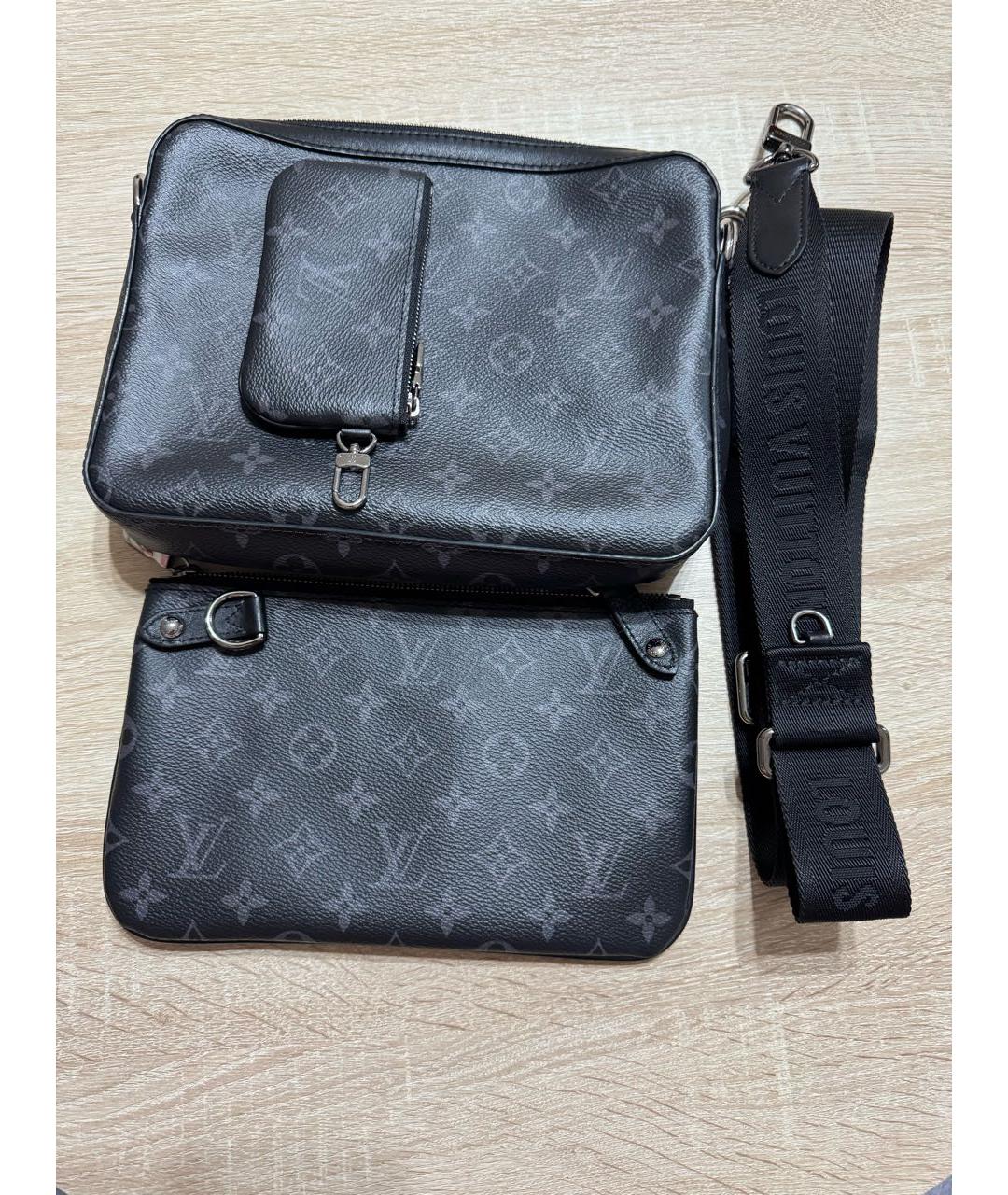 LOUIS VUITTON Черная кожаная сумка на плечо, фото 3
