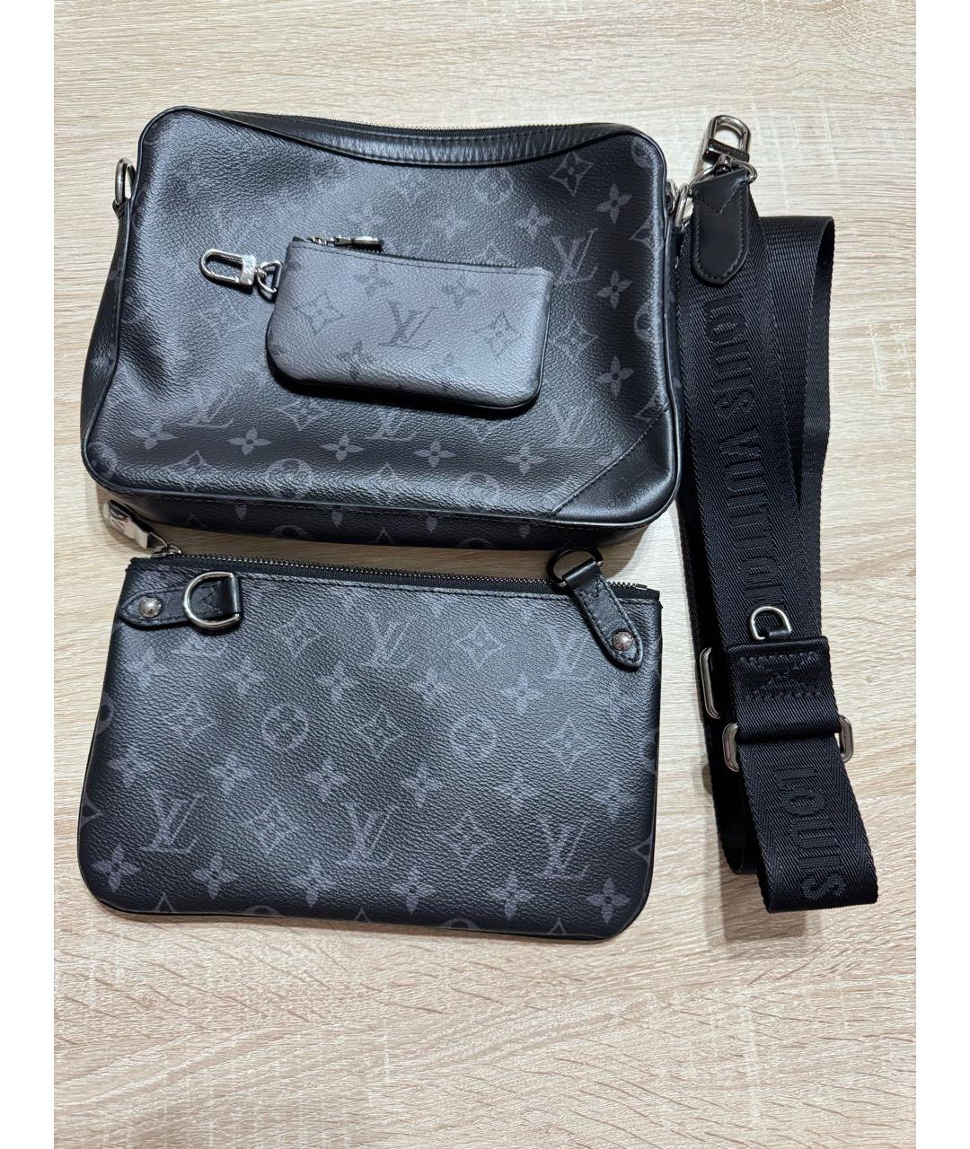LOUIS VUITTON Черная кожаная сумка на плечо, фото 8