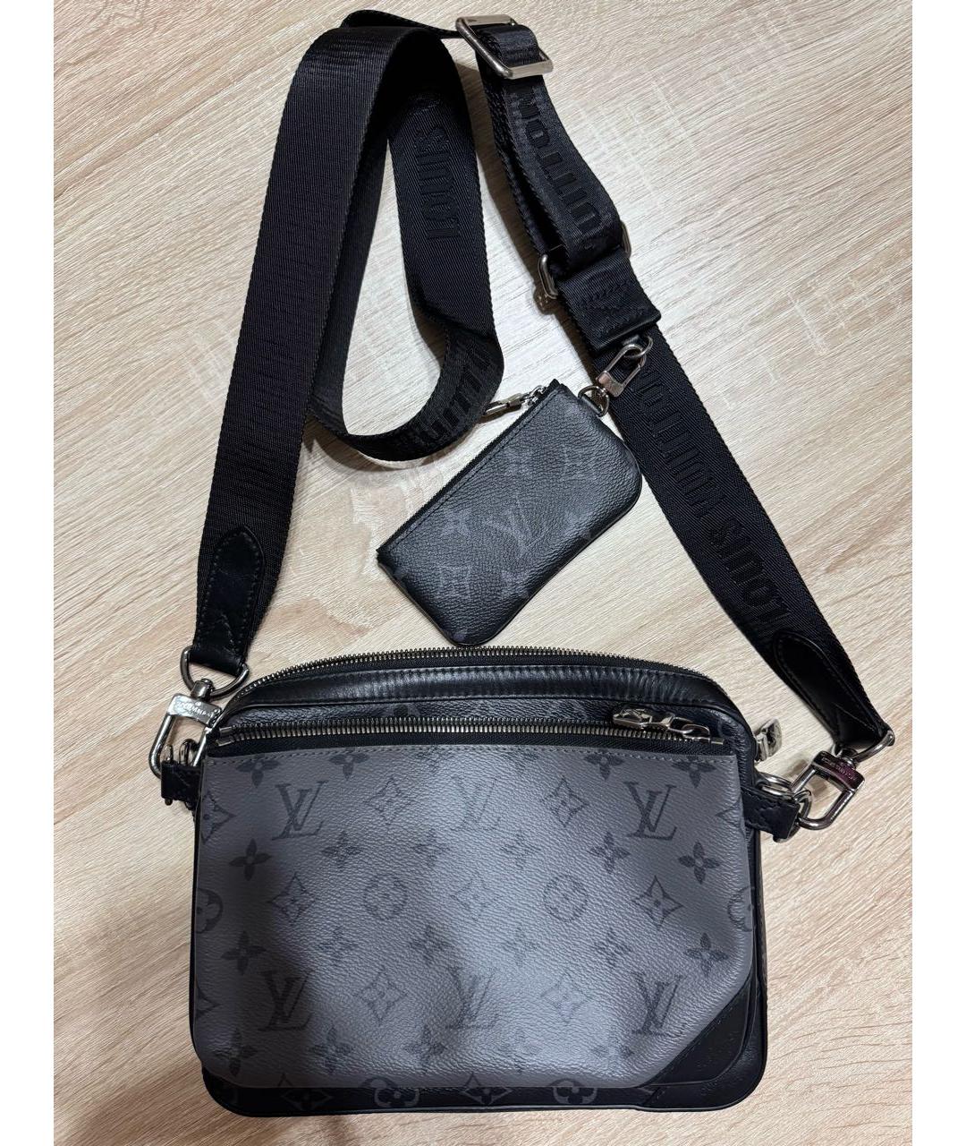 LOUIS VUITTON Черная кожаная сумка на плечо, фото 9