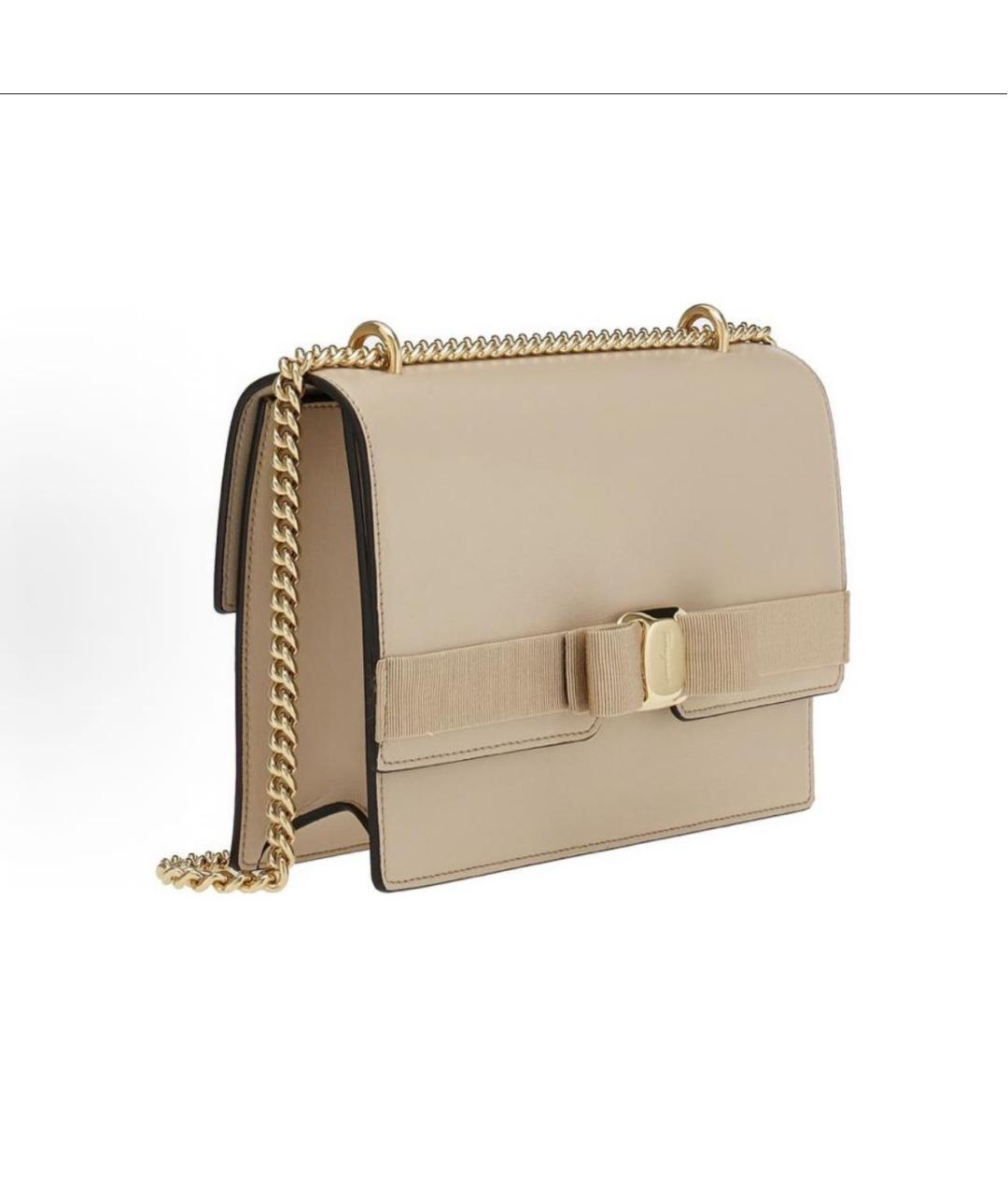 FERRAGAMO Бежевая кожаная сумка через плечо, фото 2